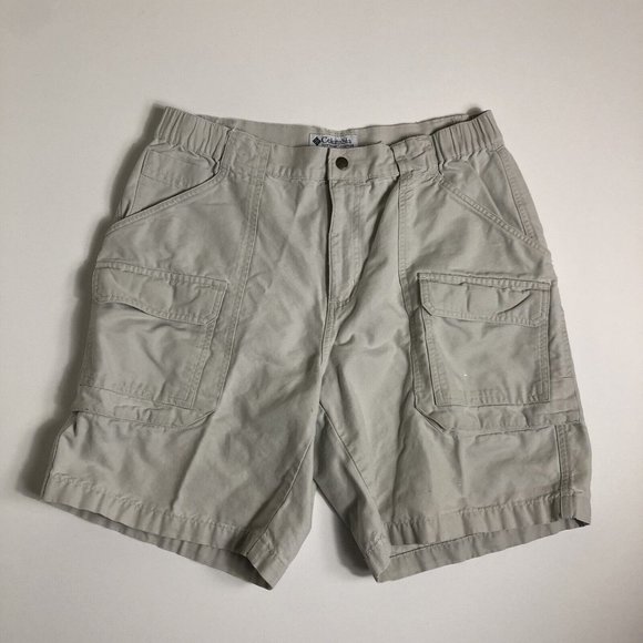 Columbia Shorts Mens‎ Medium￼ Cargo Flat Front Pockets khaki Hiking H47 - Picture 1 of 5